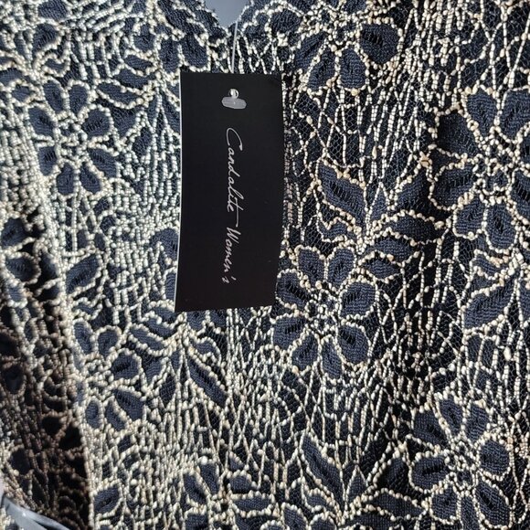 Candalite Womans Maxi Cocktail Dress Gold Black Plus 3X Scallop Mermaid Lace NWT - Picture 7 of 8